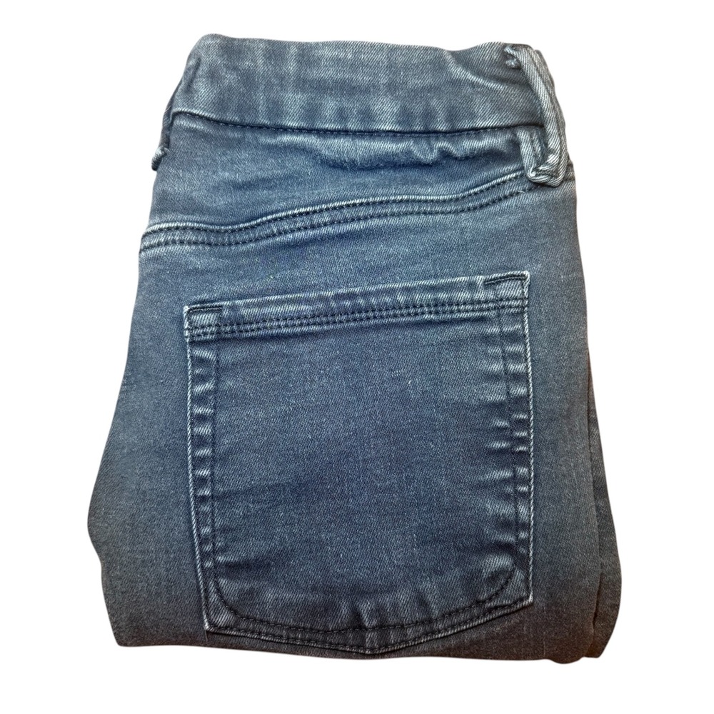 Good American Pull On Straight Jeans Black Dark Wash Raw Hem GLS478BT Womens M